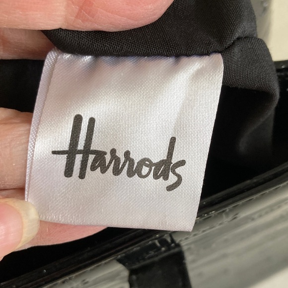 Harrods of London Shiny Patent Black Logo Tote - Picture 2 of 9